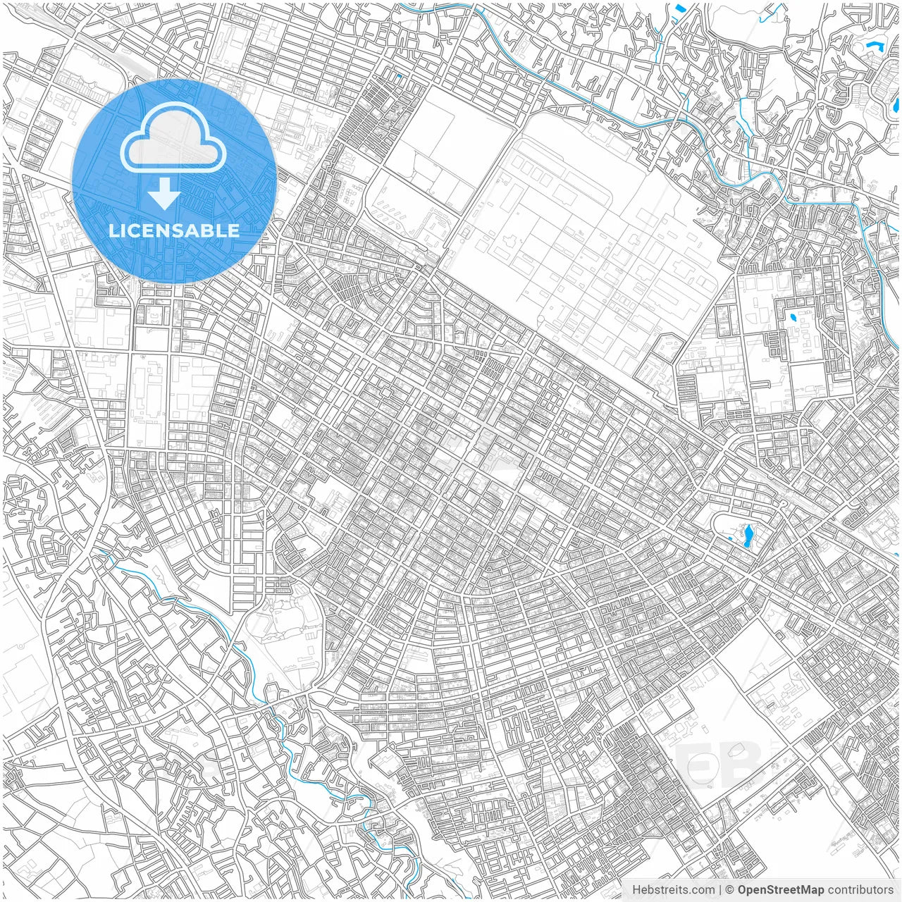 Sagamihara, Kanagawa, Japan, city map with high resolution roads.