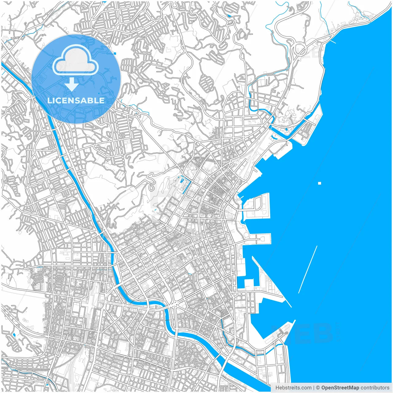 Kagoshima, Kagoshima, Japan, city map with high resolution roads.