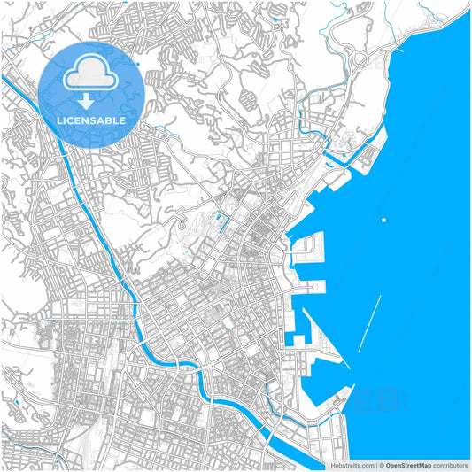 Kagoshima, Kagoshima, Japan, city map with high resolution roads.