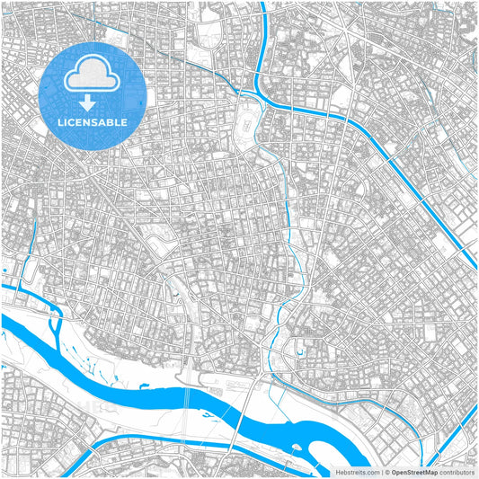 Kawaguchi, Saitama, Japan, city map with high resolution roads.