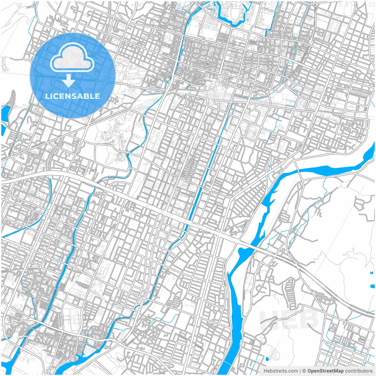 Himeji, Hyōgo, Japan, city map with high resolution roads.