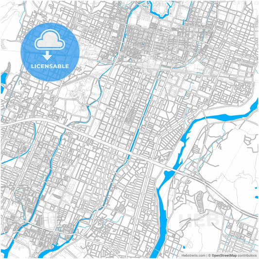 Himeji, Hyōgo, Japan, city map with high resolution roads.