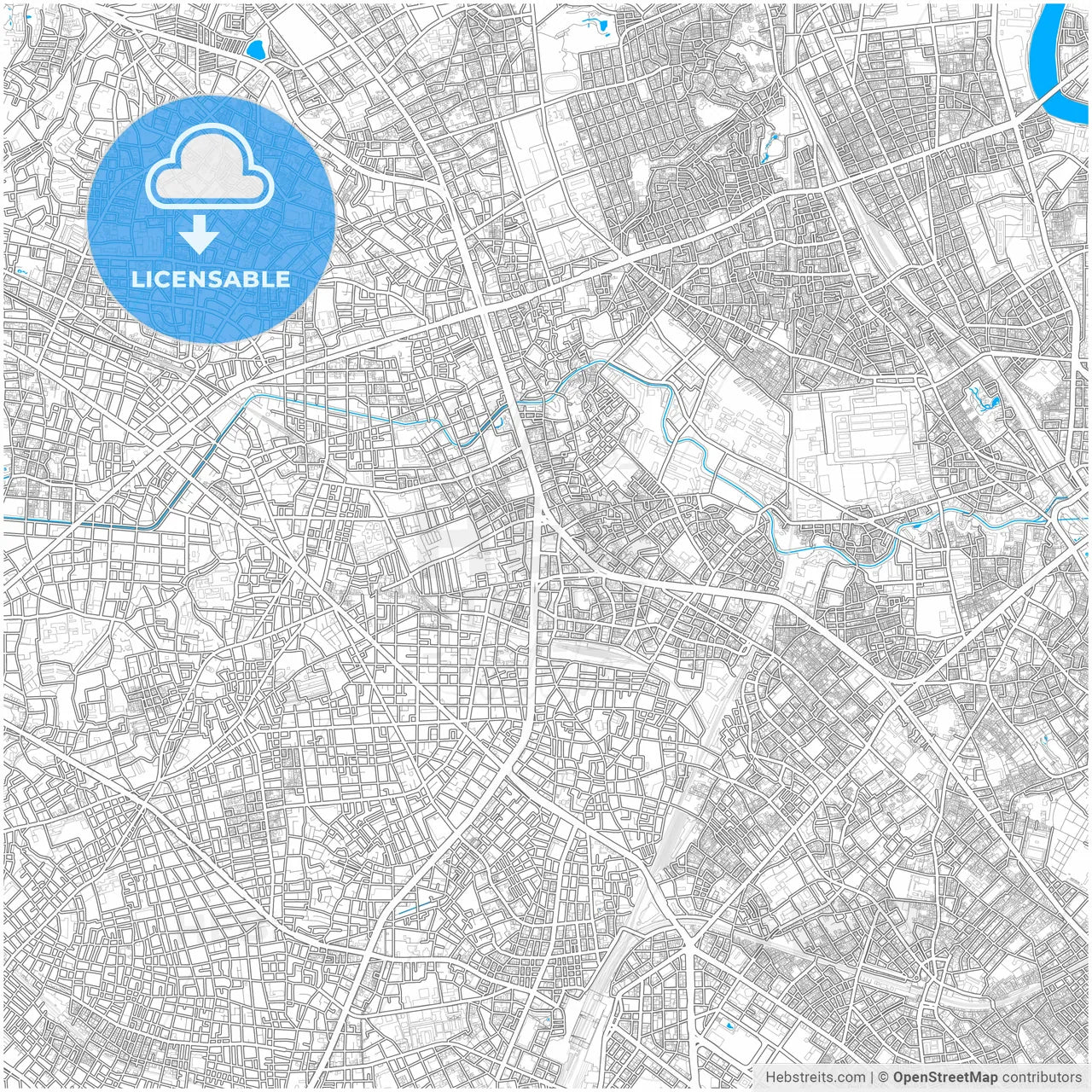 Itabashi, Tokyo, Japan, city map with high resolution roads.