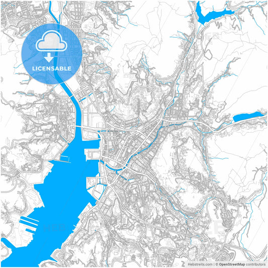 Nagasaki, Nagasaki, Japan, city map with high resolution roads.