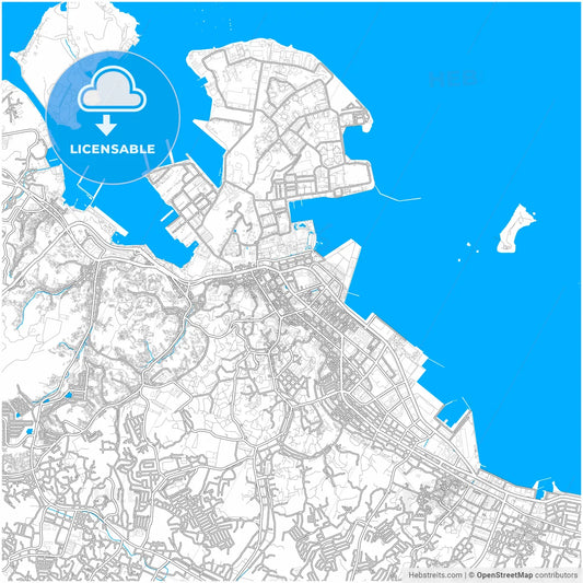 Yokosuka, Kanagawa, Japan, city map with high resolution roads.