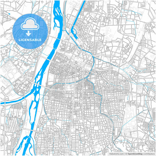 Toyama, Toyama, Japan, city map with high resolution roads.