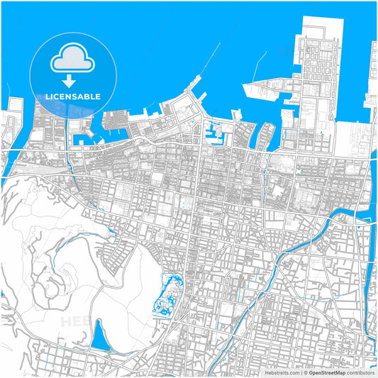 Takamatsu, Kagawa, Japan, city map with high resolution roads.