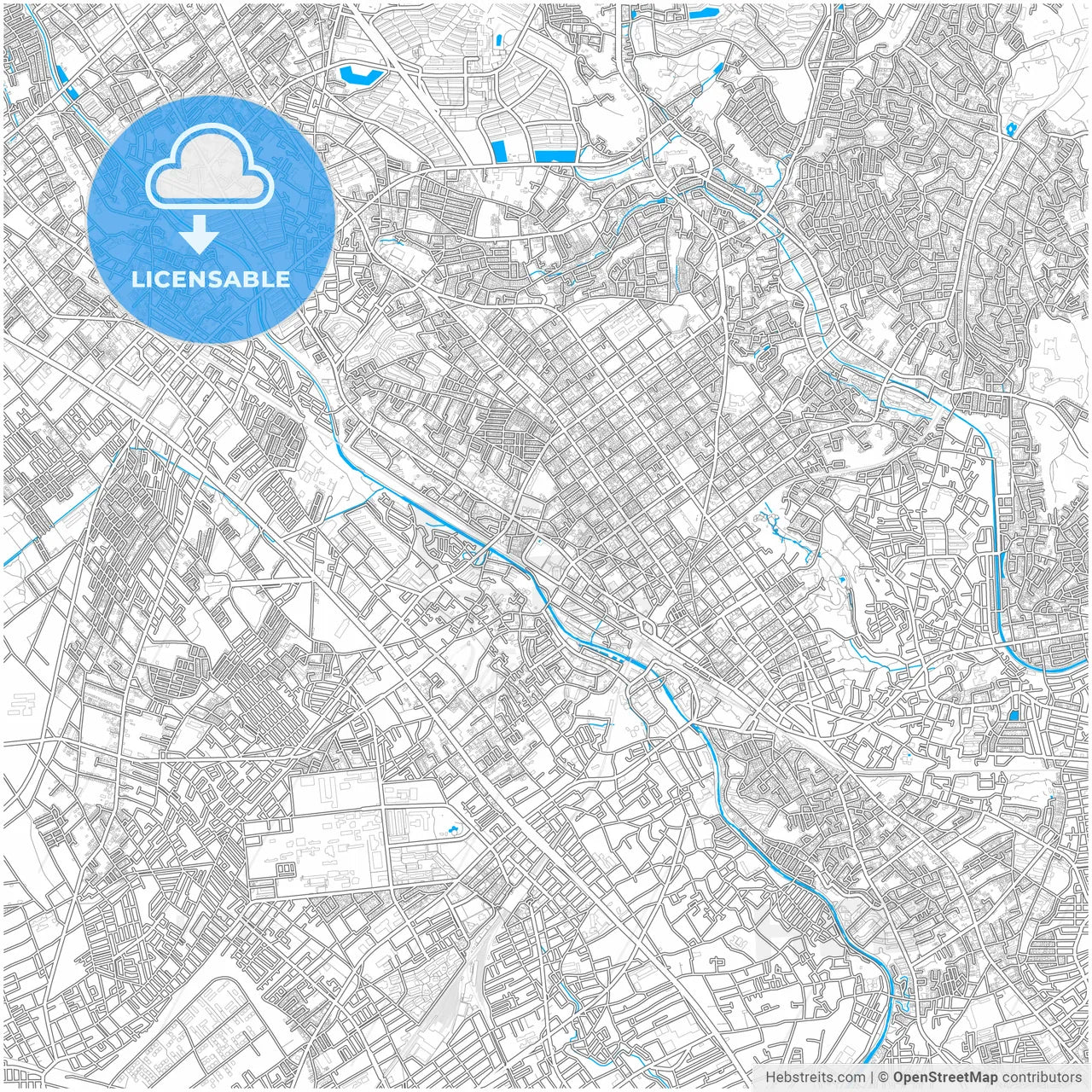 Machida, Tokyo, Japan, city map with high resolution roads.