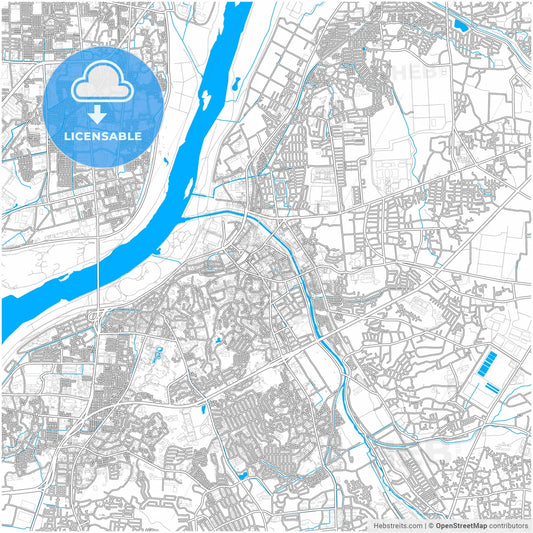 Hirakata, Osaka, Japan, city map with high resolution roads.