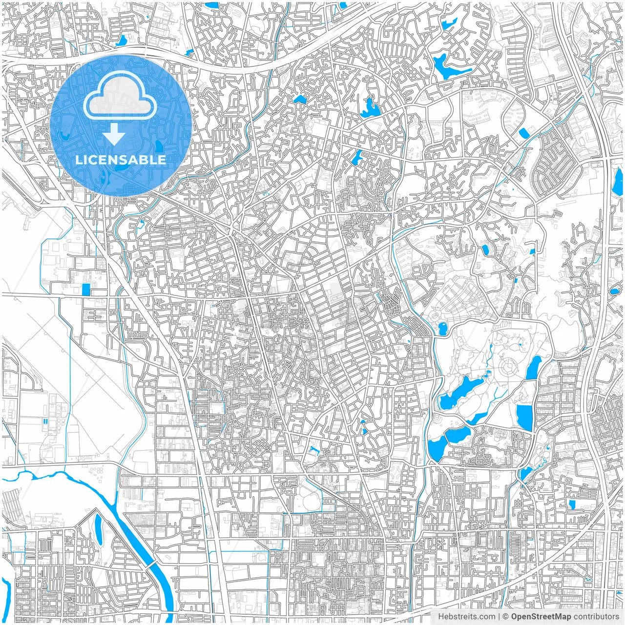Toyonaka, Osaka, Japan, city map with high resolution roads.