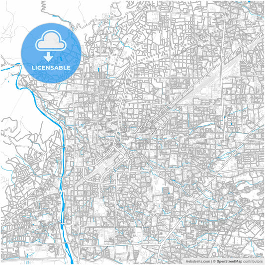 Nagano, Nagano, Japan, city map with high resolution roads.