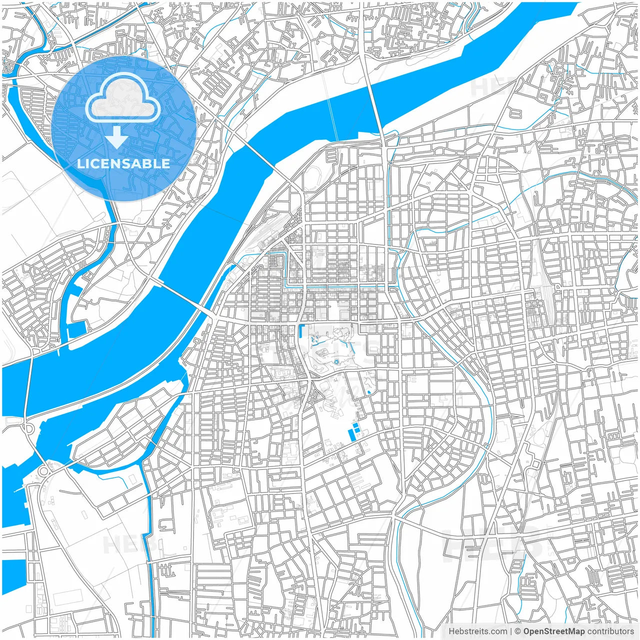 Wakayama, Wakayama, Japan, city map with high resolution roads.
