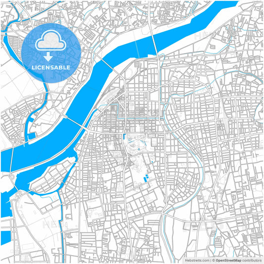 Wakayama, Wakayama, Japan, city map with high resolution roads.