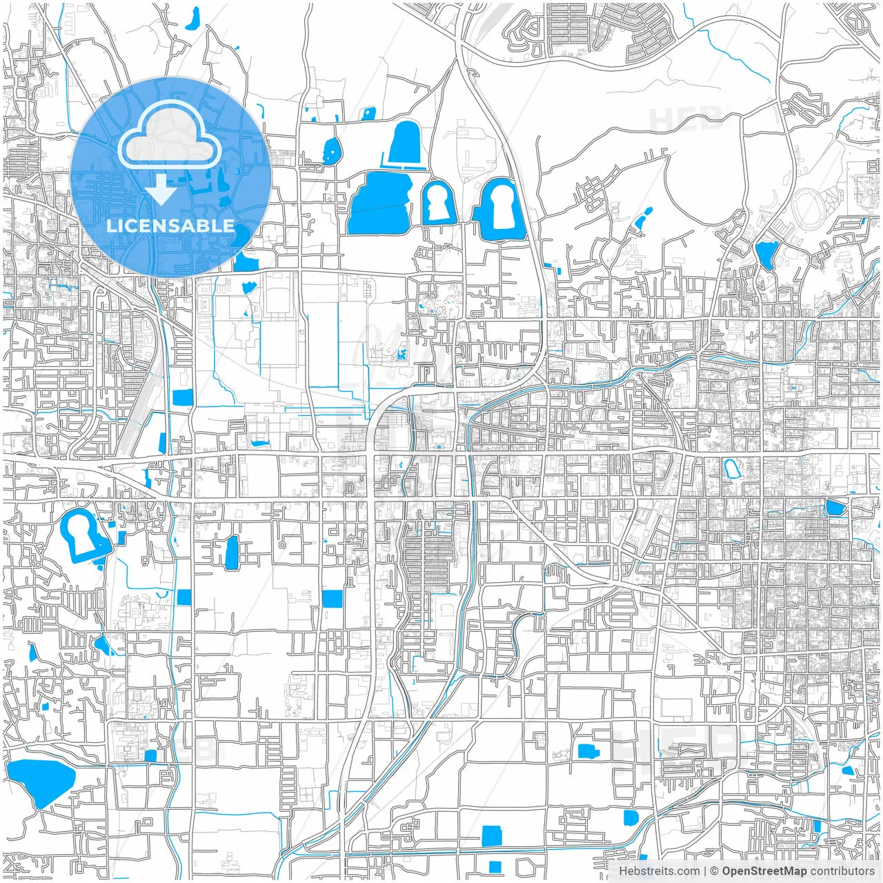 Nara, Nara, Japan, city map with high resolution roads.