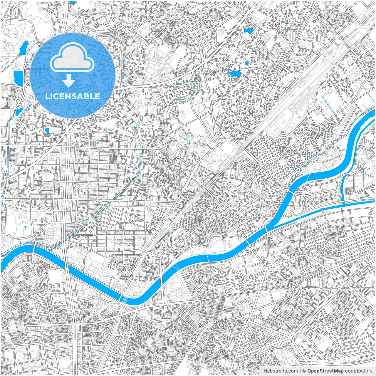 Suita, Osaka, Japan, city map with high resolution roads.