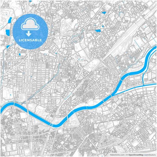 Suita, Osaka, Japan, city map with high resolution roads.