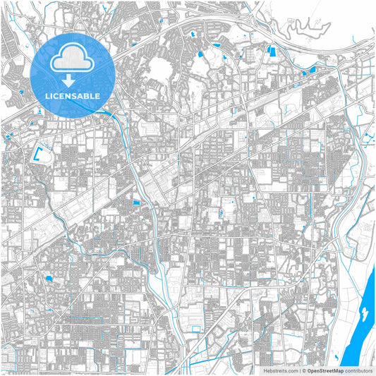 Takatsuki, Osaka, Japan, city map with high resolution roads.