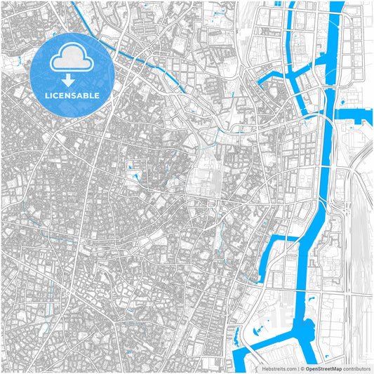 Shinagawa, Tokyo, Japan, city map with high resolution roads.