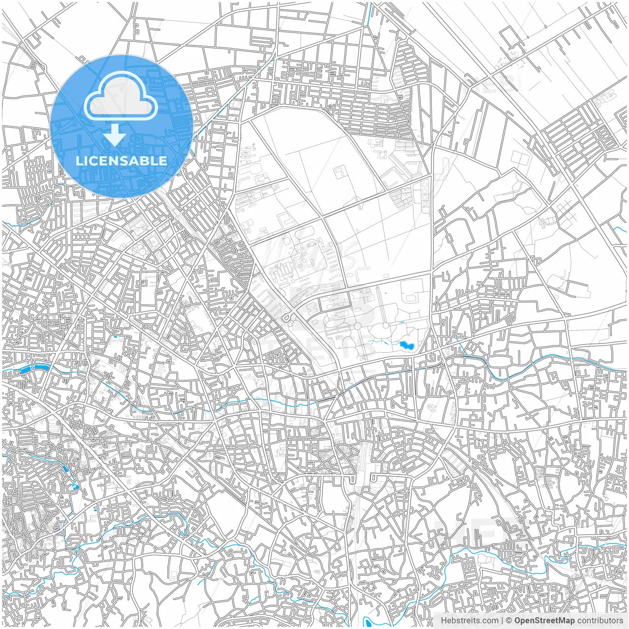Tokorozawa, Saitama, Japan, city map with high resolution roads.