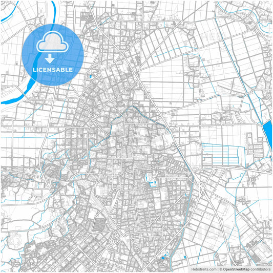 Kawagoe, Saitama, Japan, city map with high resolution roads.