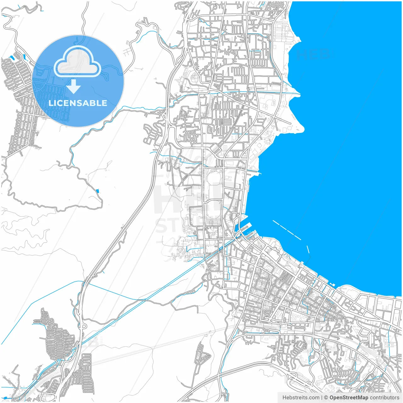 Ōtsu, Shiga, Japan, city map with high resolution roads.