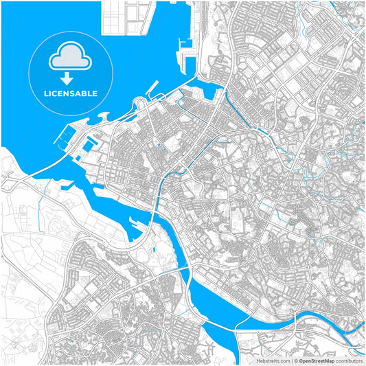 Naha, Okinawa, Japan, city map with high resolution roads.