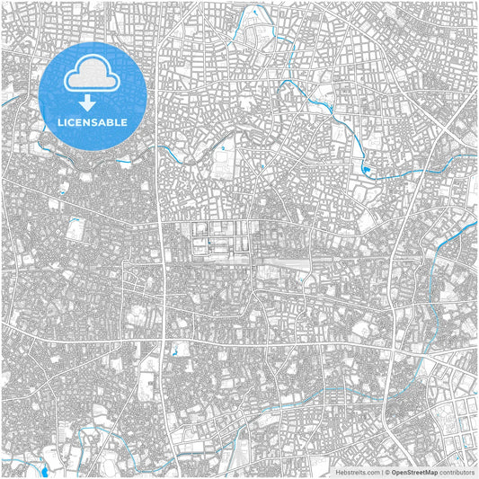 Nakano, Tokyo, Japan, city map with high resolution roads.