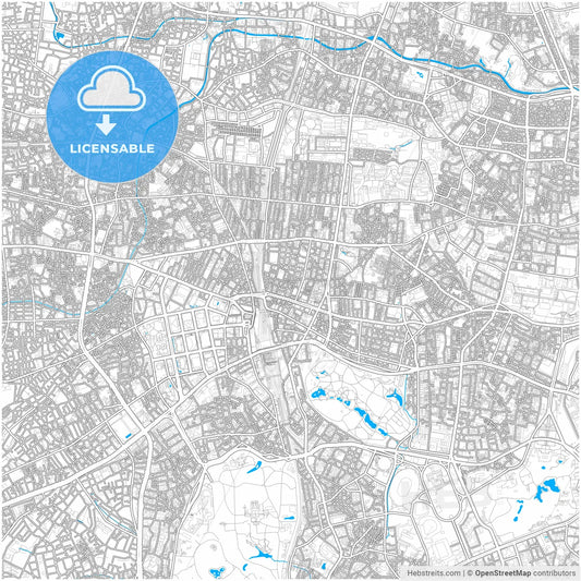 Shinjuku, Tokyo, Japan, city map with high resolution roads.