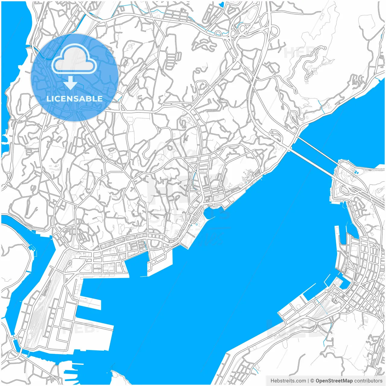 Shimonoseki, Yamaguchi, Japan, city map with high resolution roads.