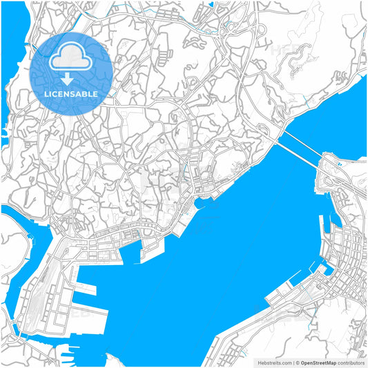 Shimonoseki, Yamaguchi, Japan, city map with high resolution roads.