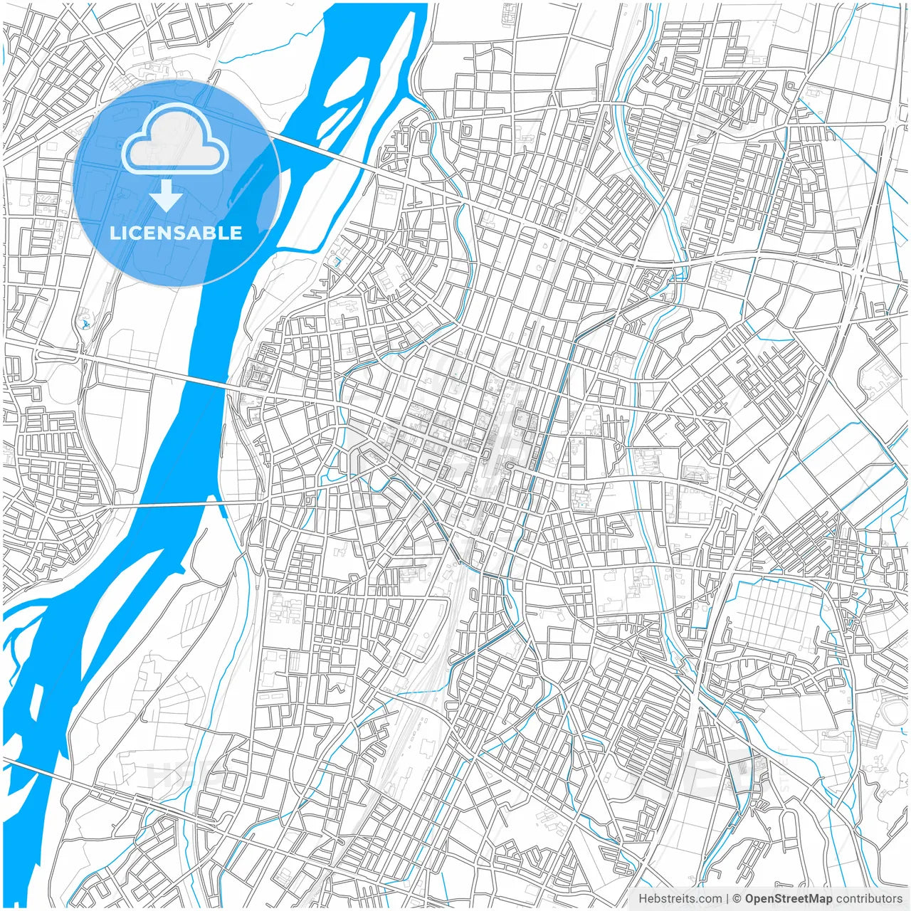 Nagaoka, Niigata, Japan, city map with high resolution roads.