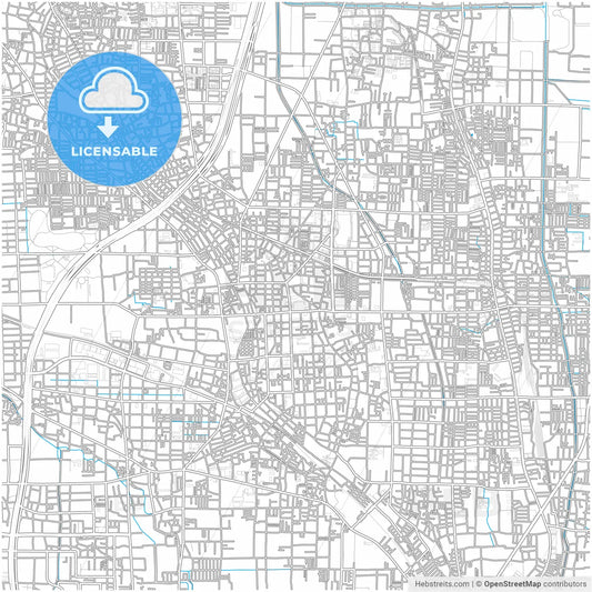 Yao, Osaka, Japan, city map with high resolution roads.
