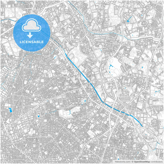 Meguro, Tokyo, Japan, city map with high resolution roads.