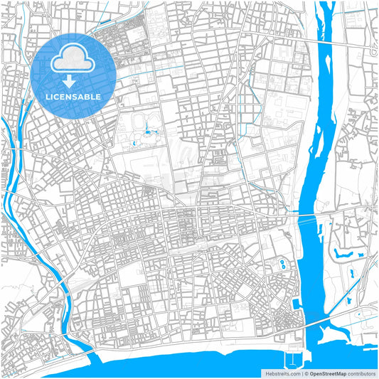 Hiratsuka, Kanagawa, Japan, city map with high resolution roads.