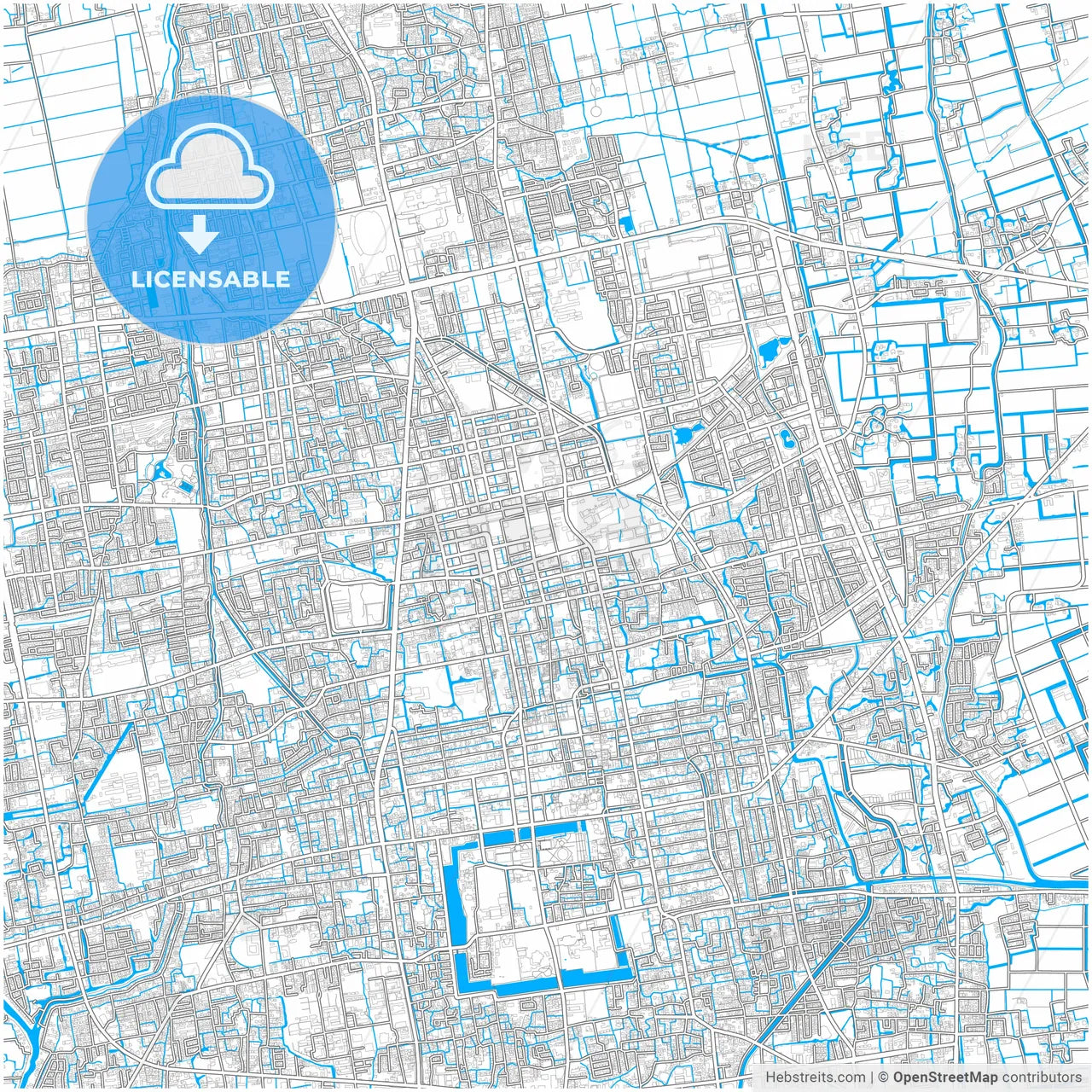 Saga, Saga, Japan, city map with high resolution roads.