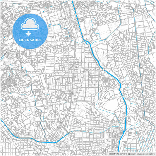 Sōka, Saitama, Japan, city map with high resolution roads.