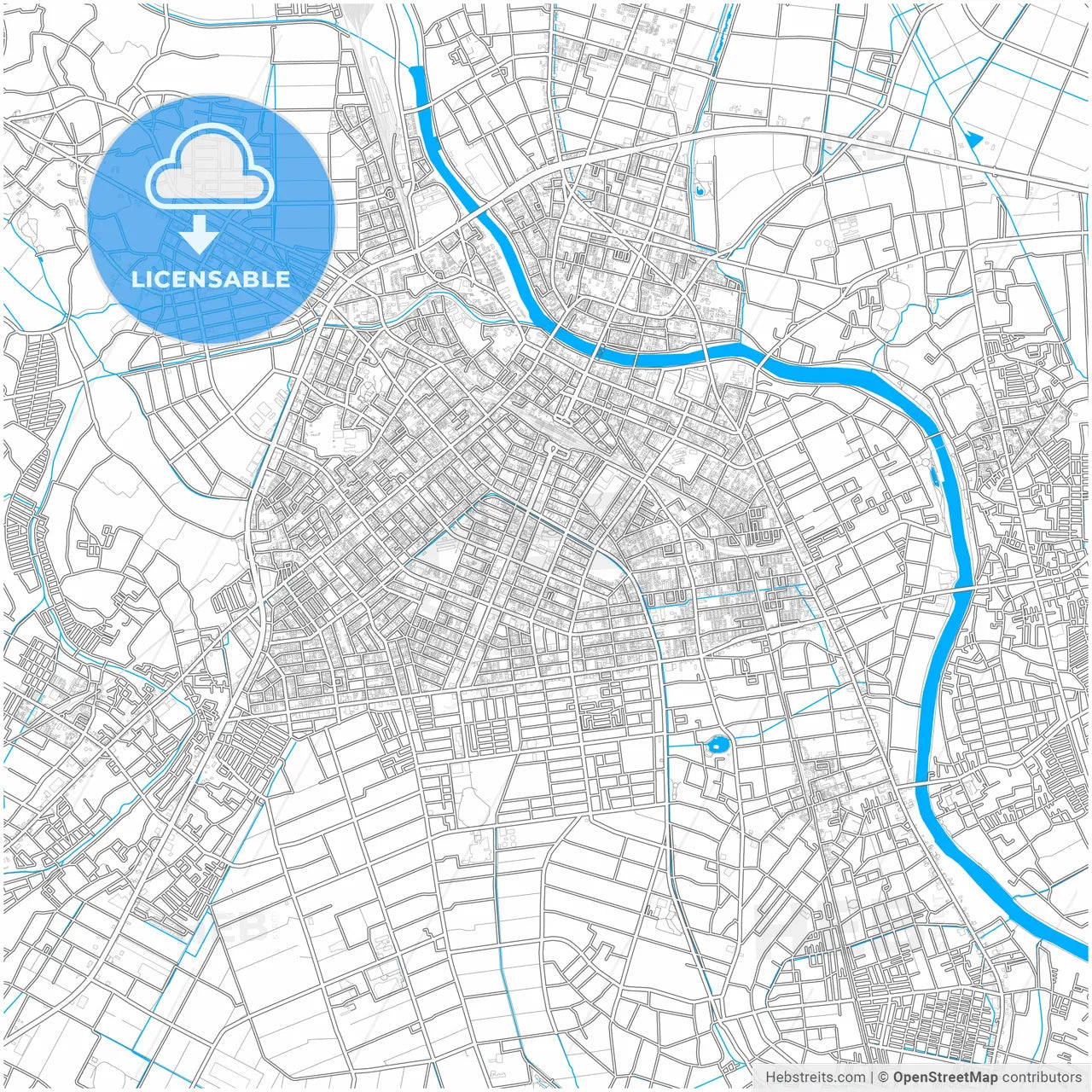 Kasukabe, Saitama, Japan, city map with high resolution roads.