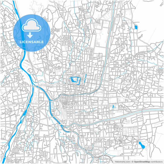 Matsumoto, Nagano, Japan, city map with high resolution roads.