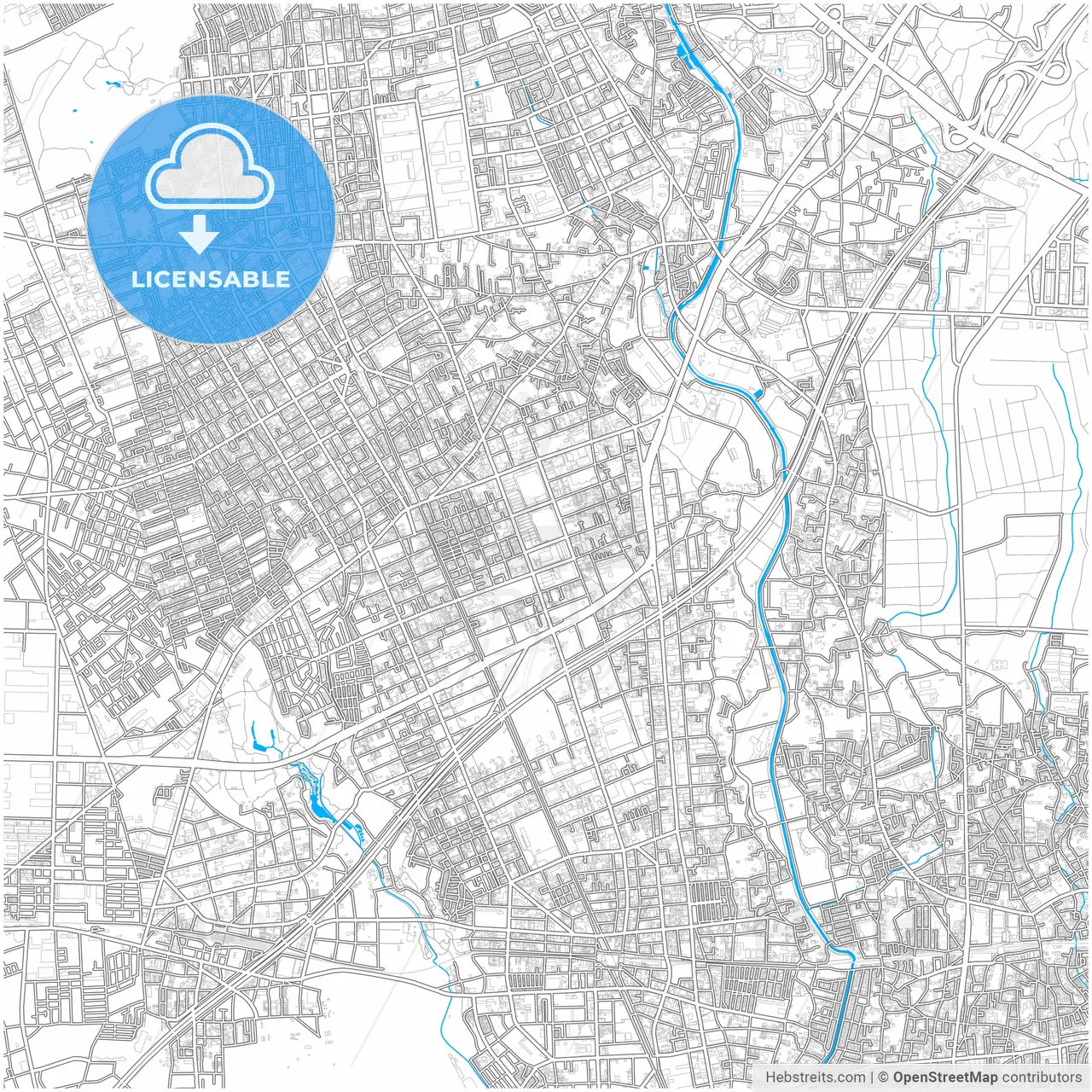 Yamato, Kanagawa, Japan, city map with high resolution roads.