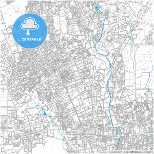 Yamato, Kanagawa, Japan, city map with high resolution roads.