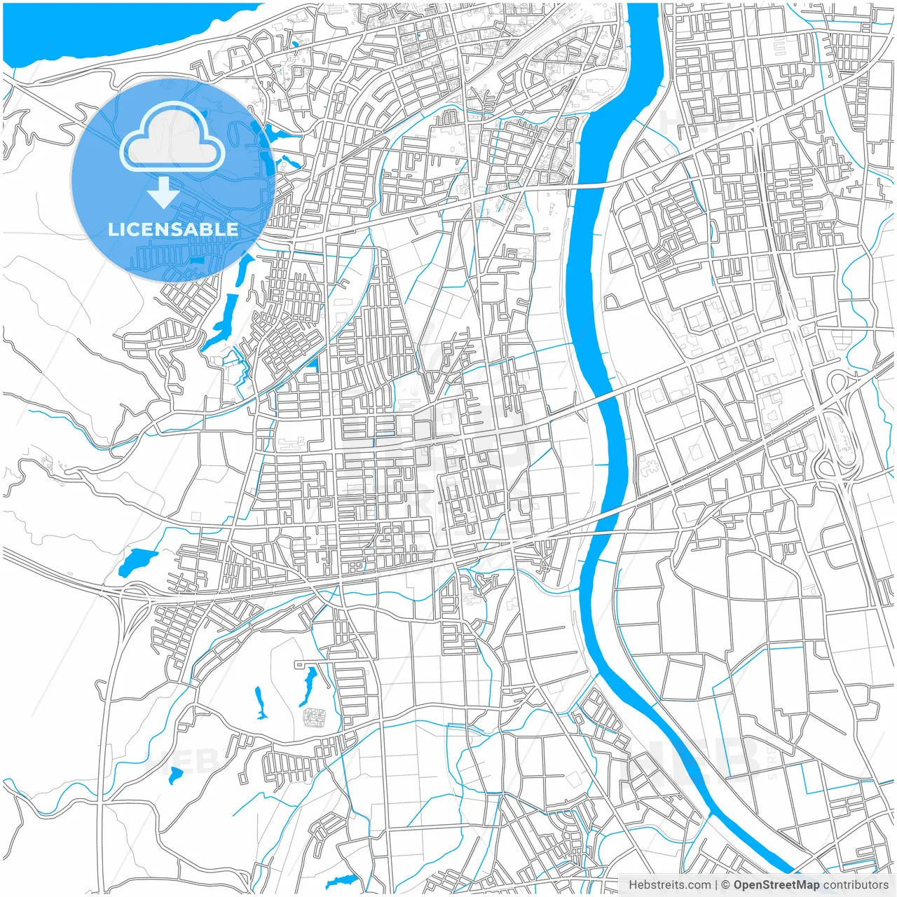 Jōetsu, Niigata, Japan, city map with high resolution roads.