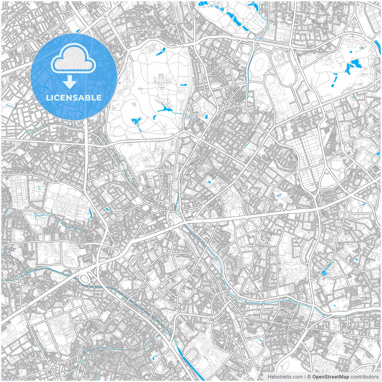Shibuya, Tokyo, Japan, city map with high resolution roads.