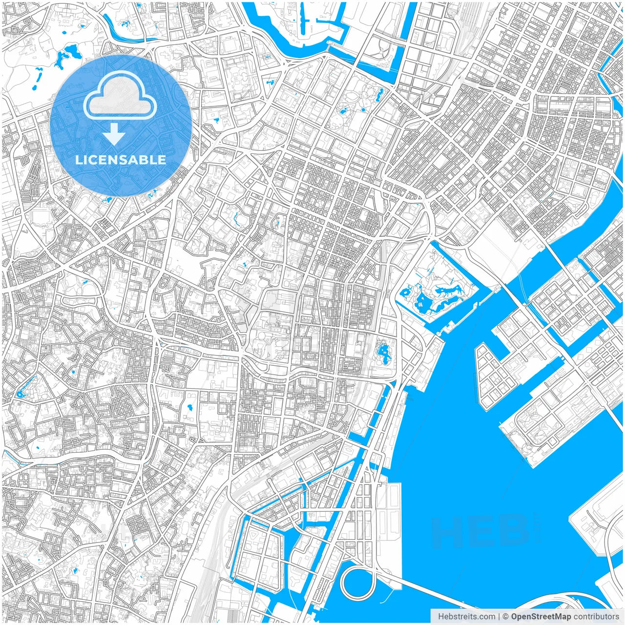 Minato, Tokyo, Japan, city map with high resolution roads.
