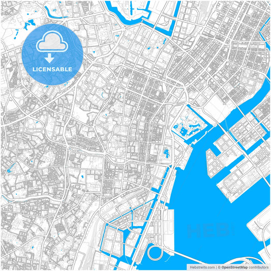 Minato, Tokyo, Japan, city map with high resolution roads.