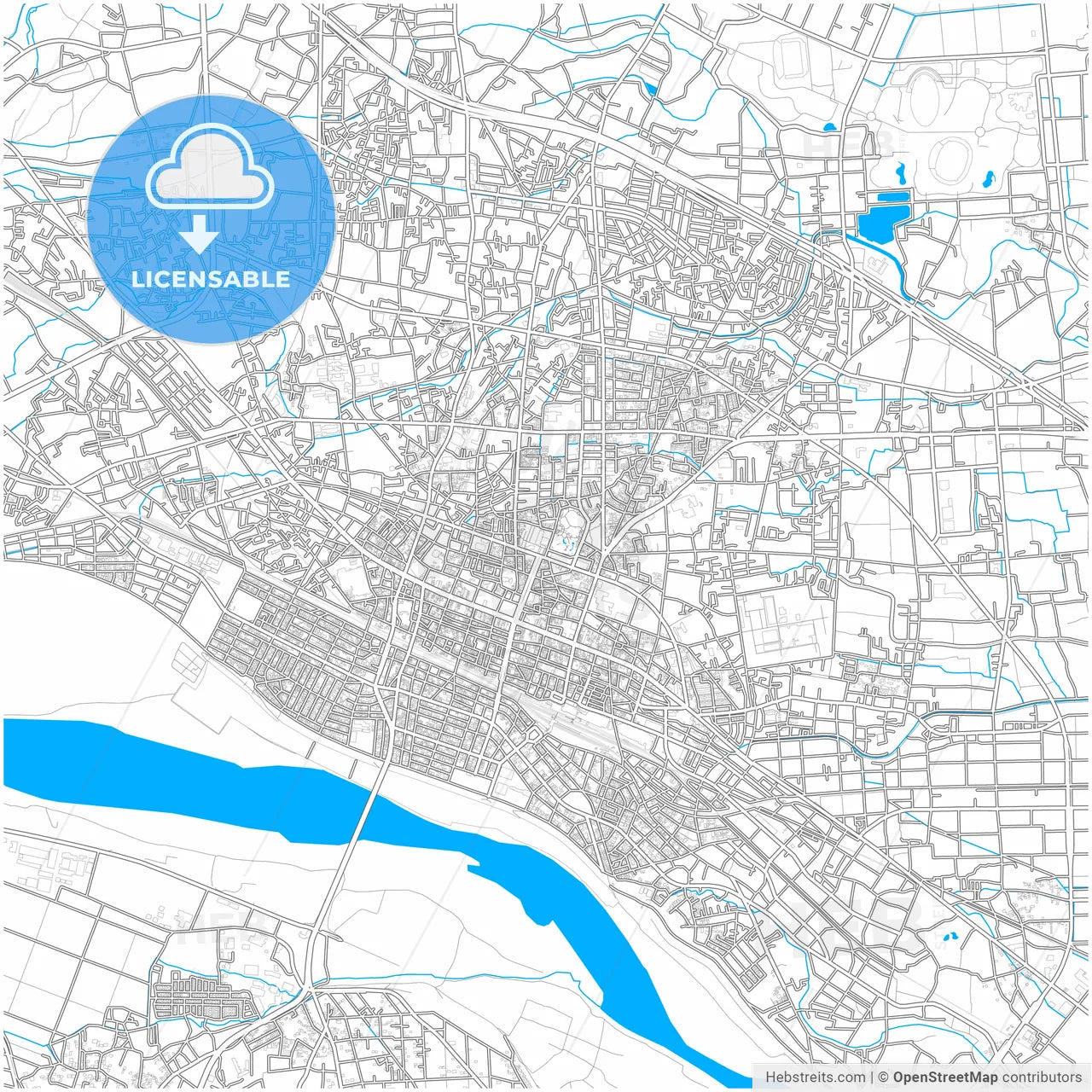 Kumagaya, Saitama, Japan, city map with high resolution roads.