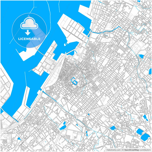 Kishiwada, Osaka, Japan, city map with high resolution roads.