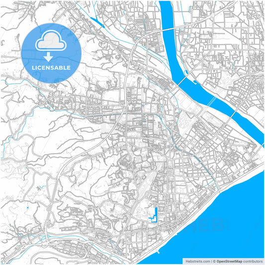 Odawara, Kanagawa, Japan, city map with high resolution roads.