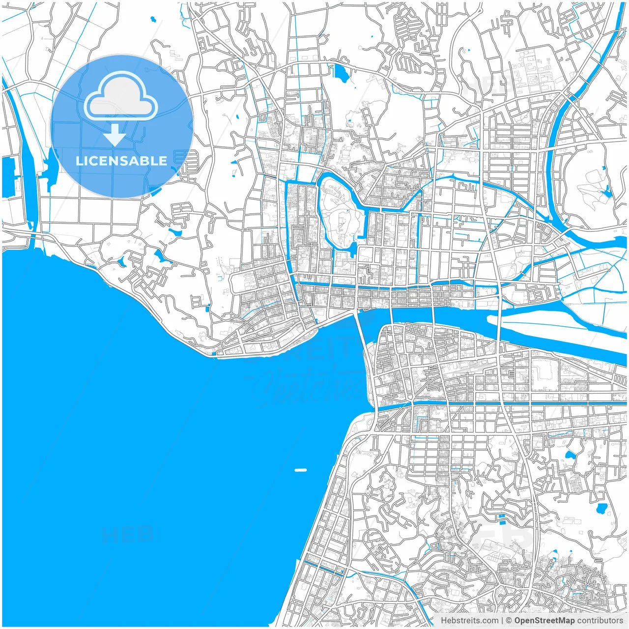 Matsue, Shimane, Japan, city map with high resolution roads.