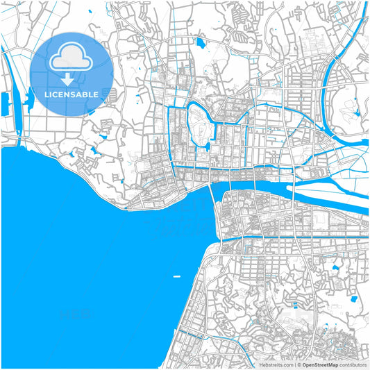 Matsue, Shimane, Japan, city map with high resolution roads.