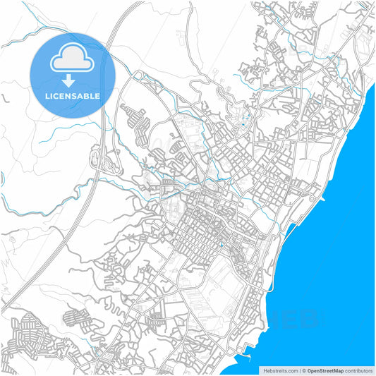 Hitachi, Ibaraki, Japan, city map with high resolution roads.